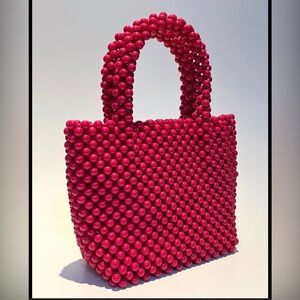 Zara Red Beaded Mini Tote Bag | Statement Handbag / purse